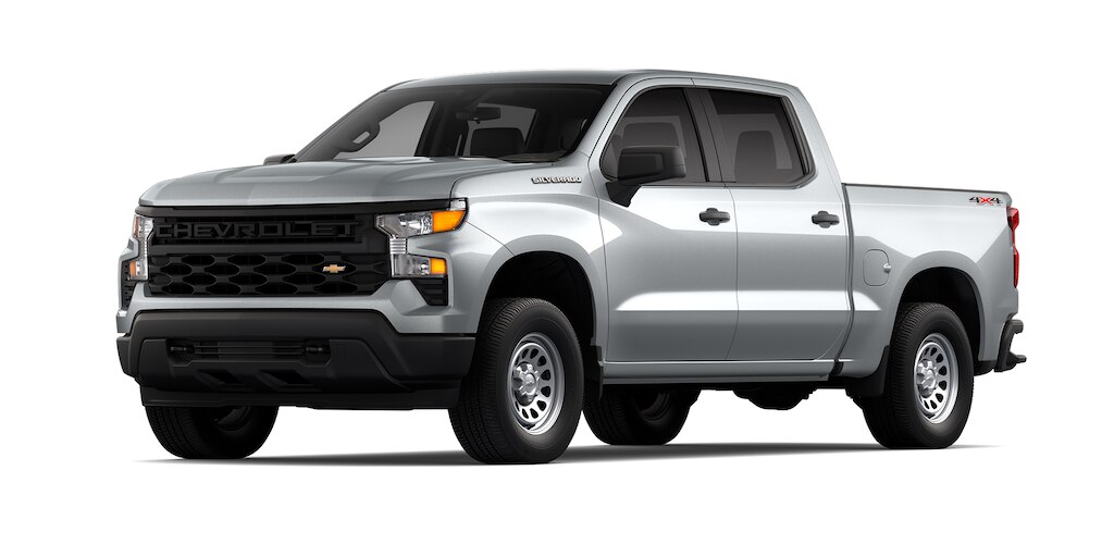 Chevrolet Silverado Turbo 2024, camioneta de trabajo en color gris tiburón