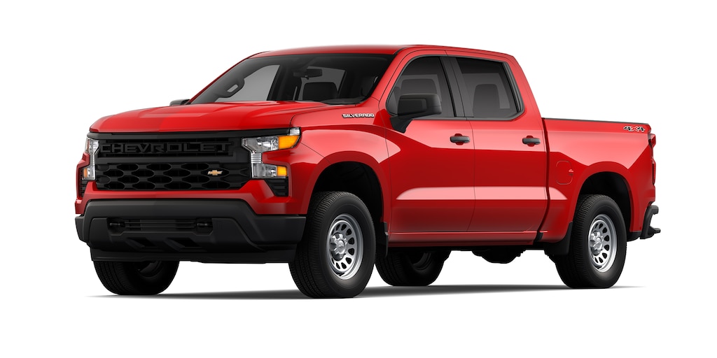 Chevrolet Silverado Turbo 2024, camioneta de trabajo en color rojo lava
