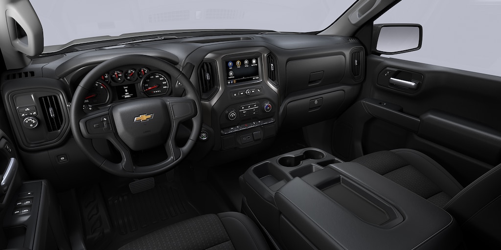 Chevrolet Silverado Turbo 2024, camioneta de trabajo con interiores en Tela negro